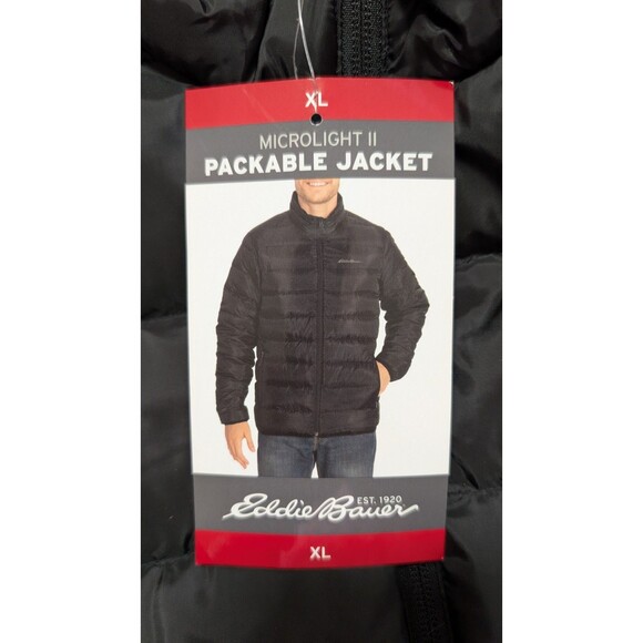 NWT Mens Eddie Bauer Microlight II Black 650 Fill Packable Jacket Size XL - Picture 5 of 7